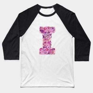 Pink Floral Letter I Baseball T-Shirt